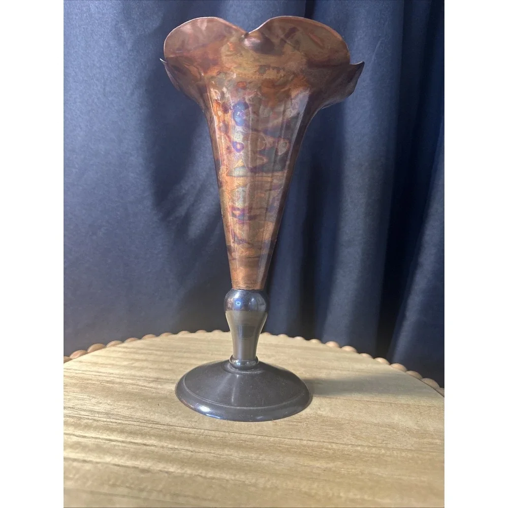 Old Vintage Copper And Brass Candle Holder 9
